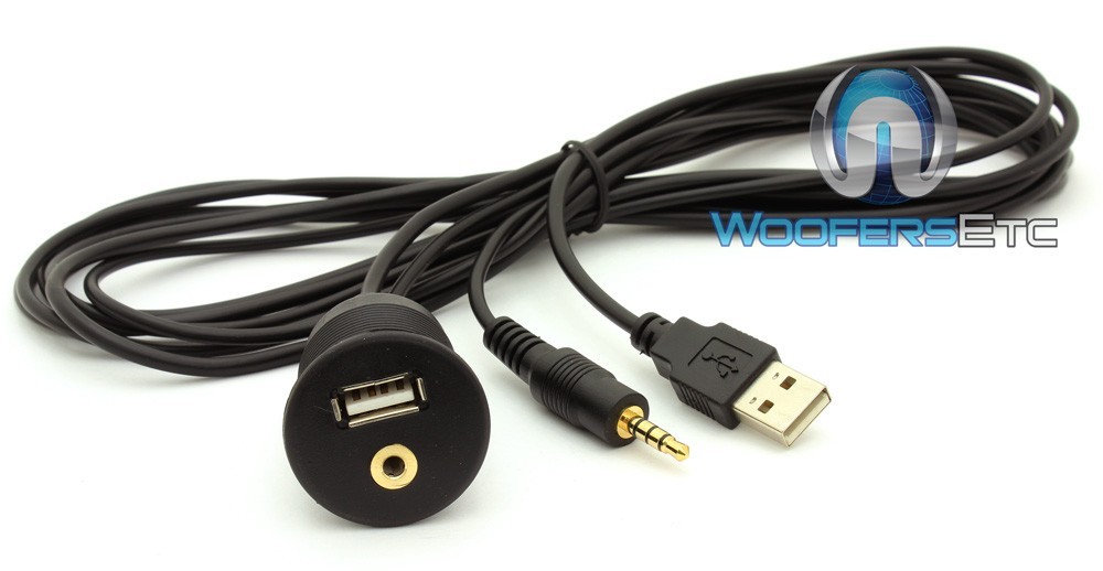 FLUSH MOUNT USB AUX 3.5MM 1/8" HEADPHONE JACK DASH MOUNTING DASHBOARD DOCK INPUT