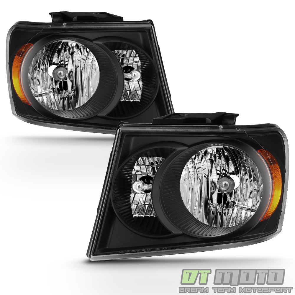 Black 2007-2009 Dodge Durango Headlights Headlamps Replacement 07-09 Left+Right