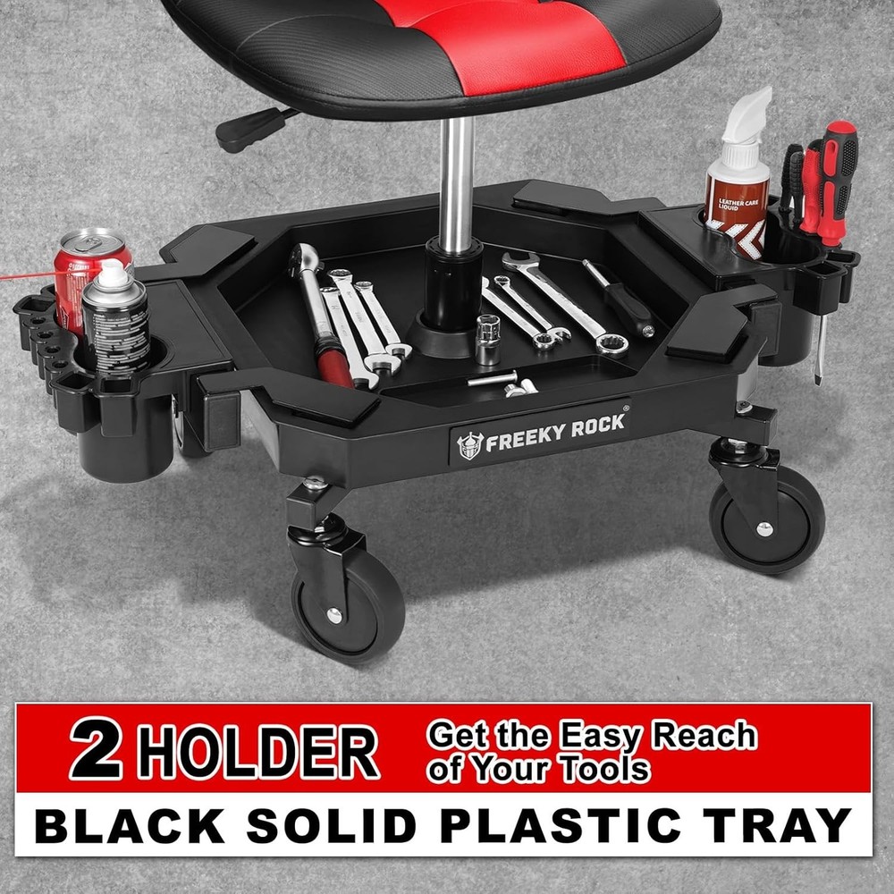Rolling Stool with Wheels, Adjustable Height Pneumatic Garage Work Mechanic S...