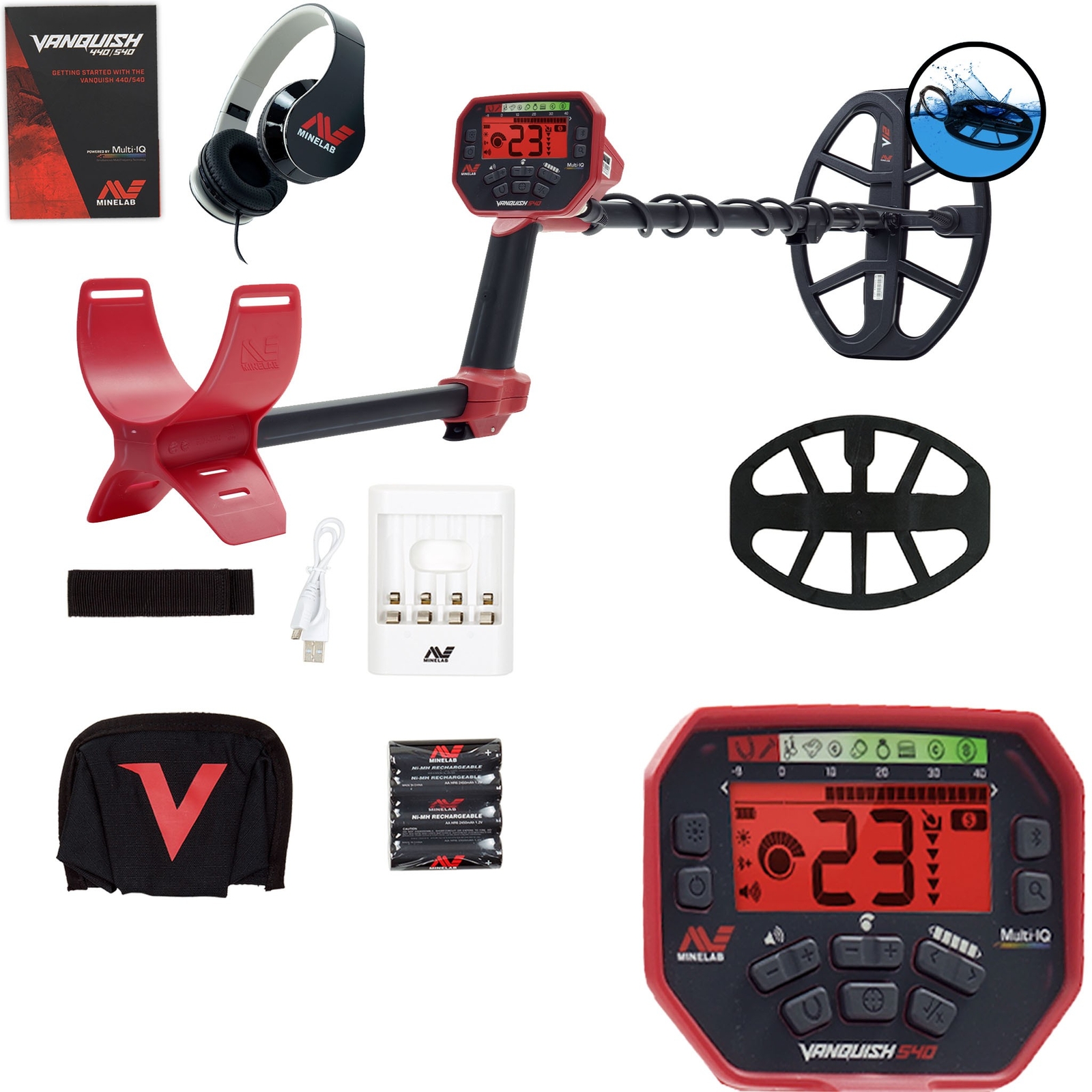Minelab VANQUISH 540 Metal Detector with V12 12" x 9" Waterproof DD Coil