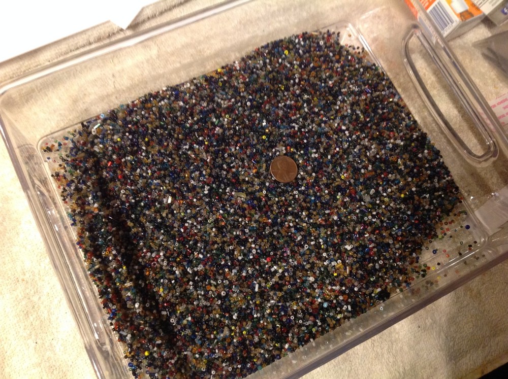20. LBS. MULTI COLORED TINY PLASTIC BEADS 4 CRAFTING. CAN BE FISH TANK BEDDING.