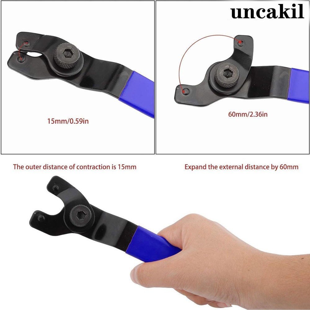 uncakil Universal Adjustable Angle Grinder Wrench for 4-9” Grinders (Blue)