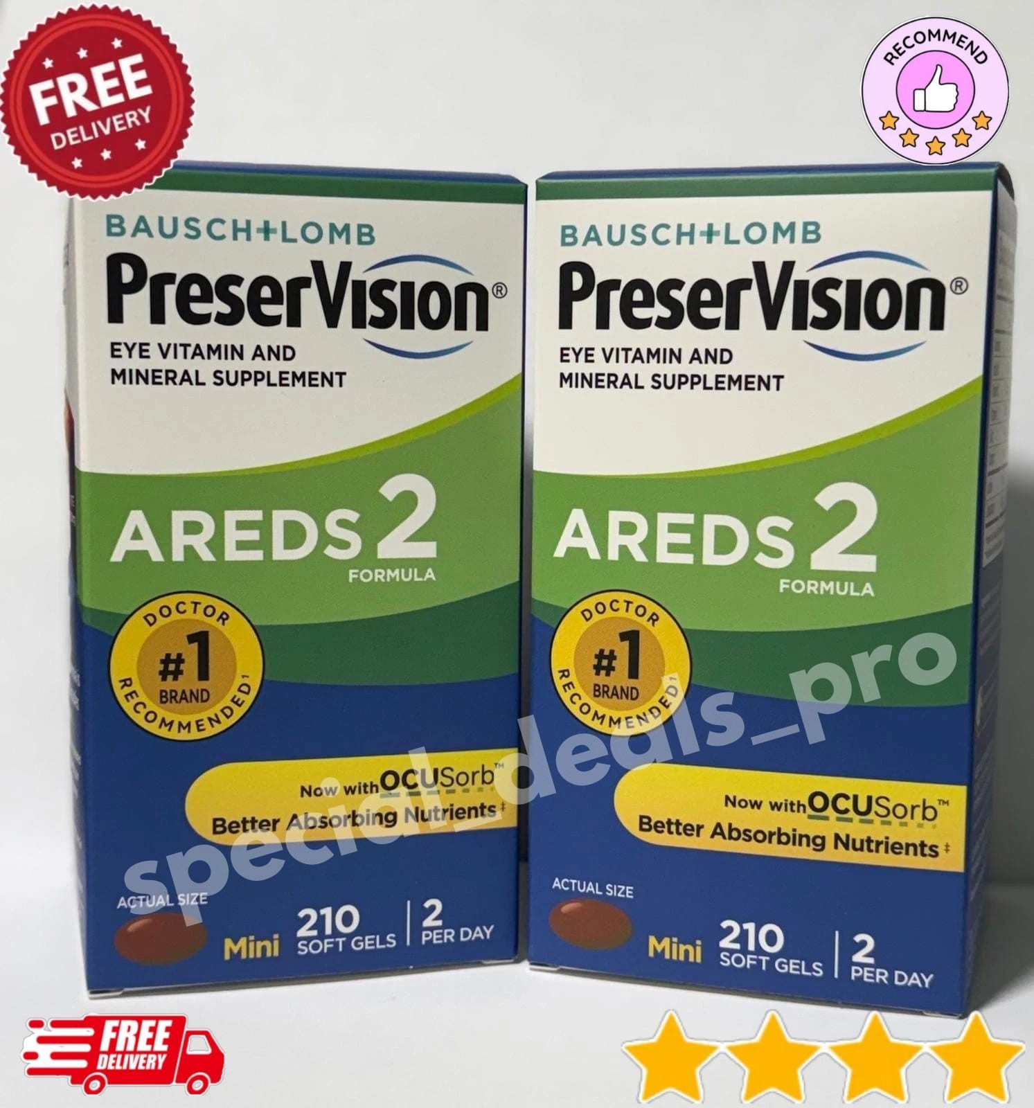 2-Pack Preservision AREDS 2- 210 Count Eye Vitamin Mini Soft Gels expiry 08-2027