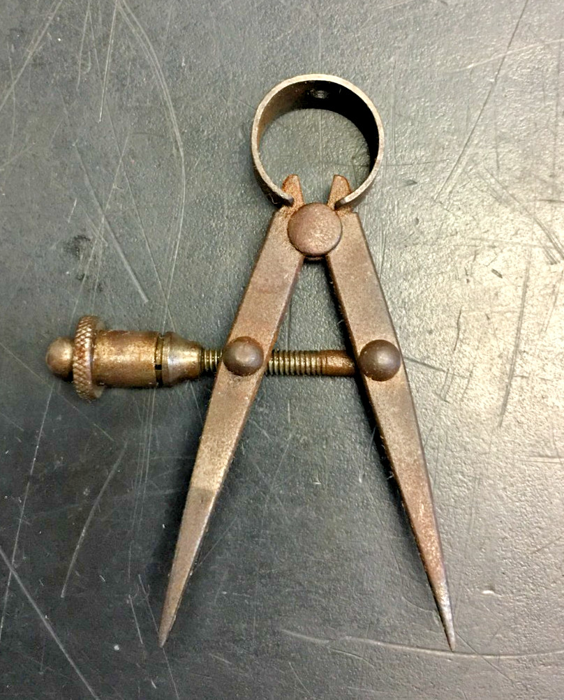 Antique Drafting Compass Tool Mathematical Instrument 1-3/4” WIDHT, VINTAGE