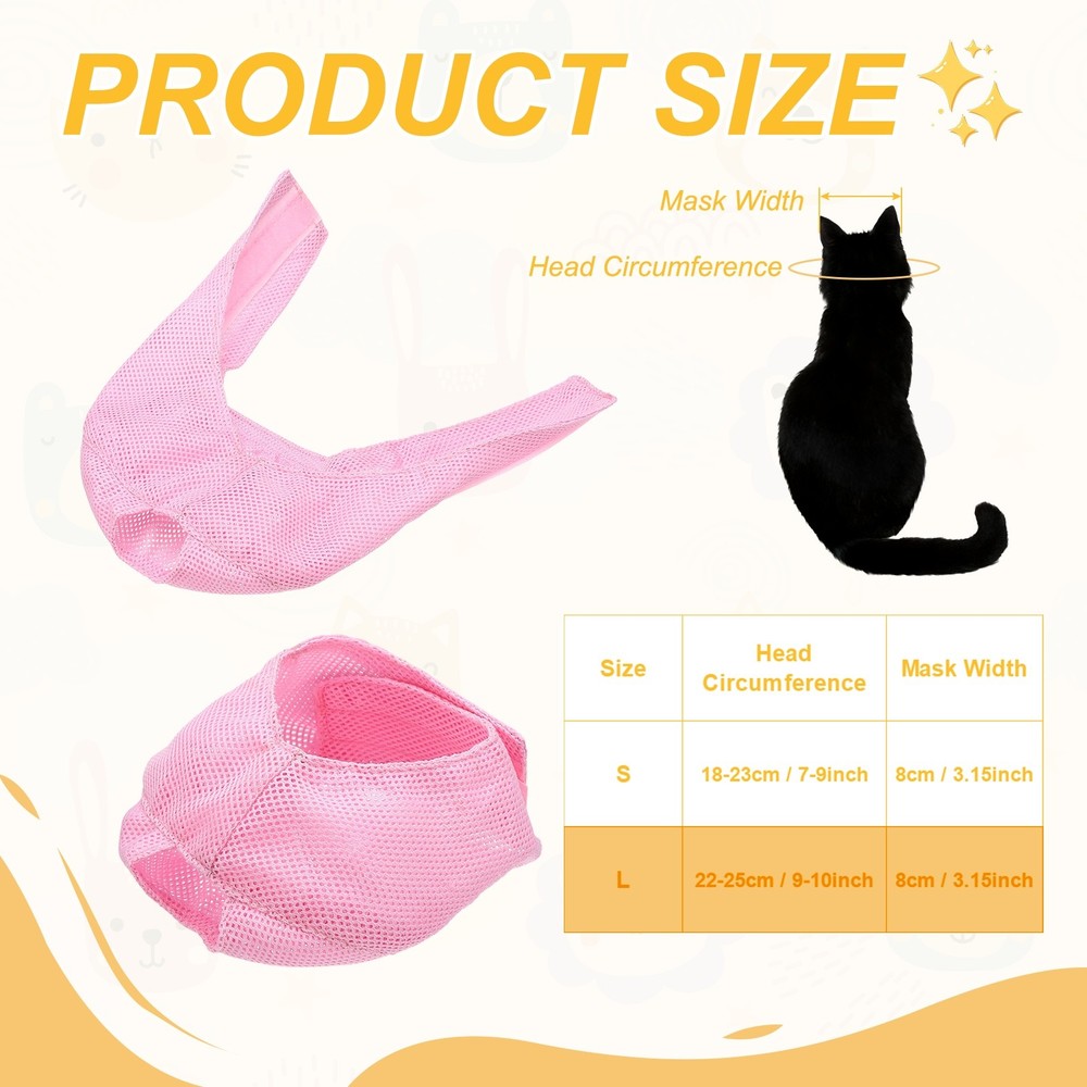 Cat Muzzle, Breathable Mesh Muzzle Circumference 7-9 Inches, (Pink, 1Pcs)