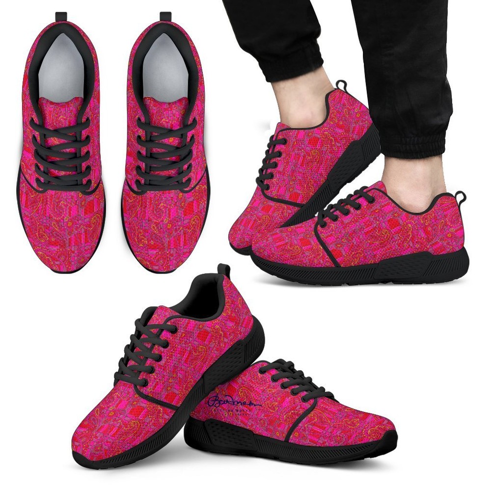 Bright Red Pink Athletic Sneakers