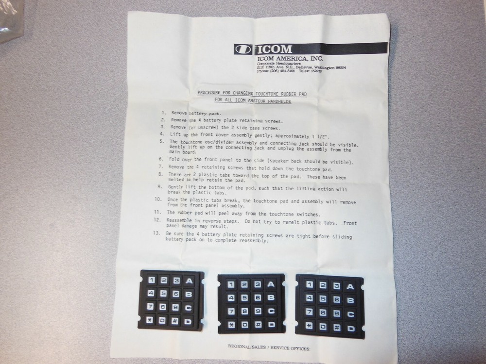 Icom Touchtone pads