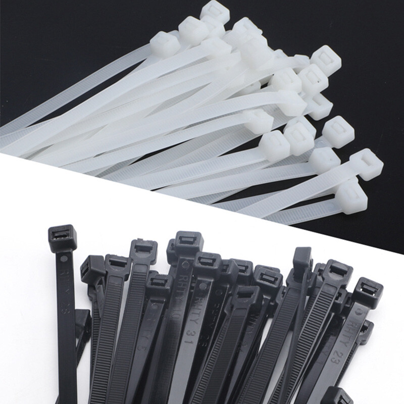 5.2mm Width Cable Ties Nylon Zip Tie Wraps Strong Long Multiple Size White/Black