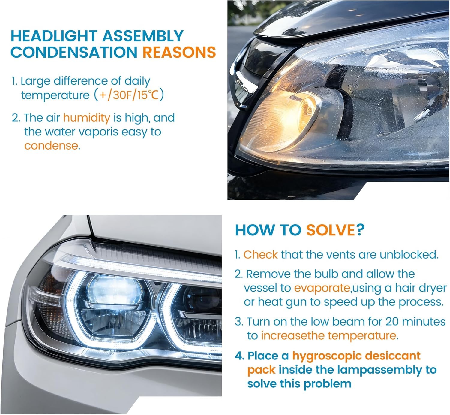 10p 10 Gram Car Lamp/Headlight Desiccant, High Absorption Anti-Fog Moisture Pack