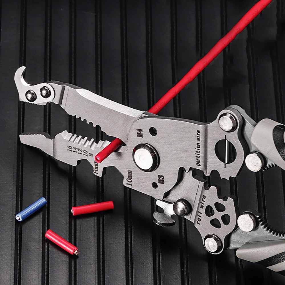18 in 1 Foldable Crimper Cable Cutter Pliers Wire Stripper Multifunctional Tool