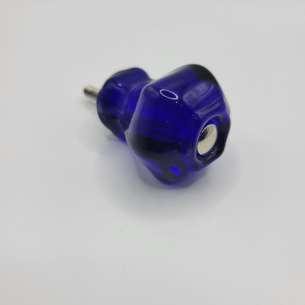 Glass Cabinet Knobs Pulls Vintage Depression Era Inspired Cobalt Blue