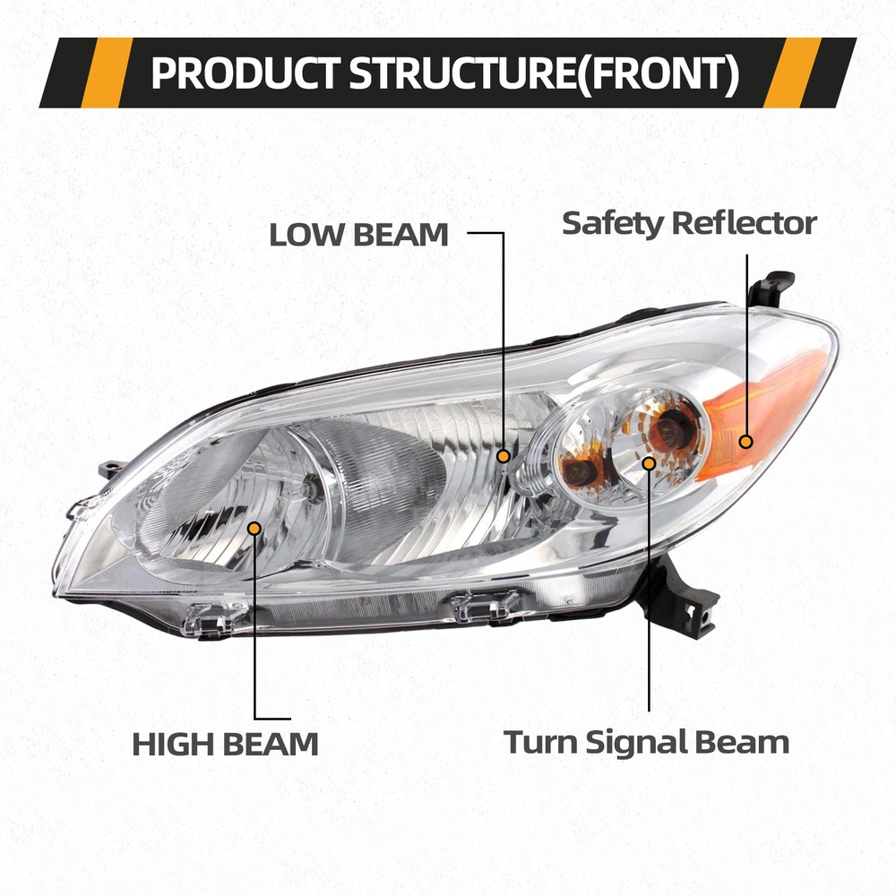 For 2009-2014 Toyota Matrix Headlight Halogen Set Driver and Passenger Side