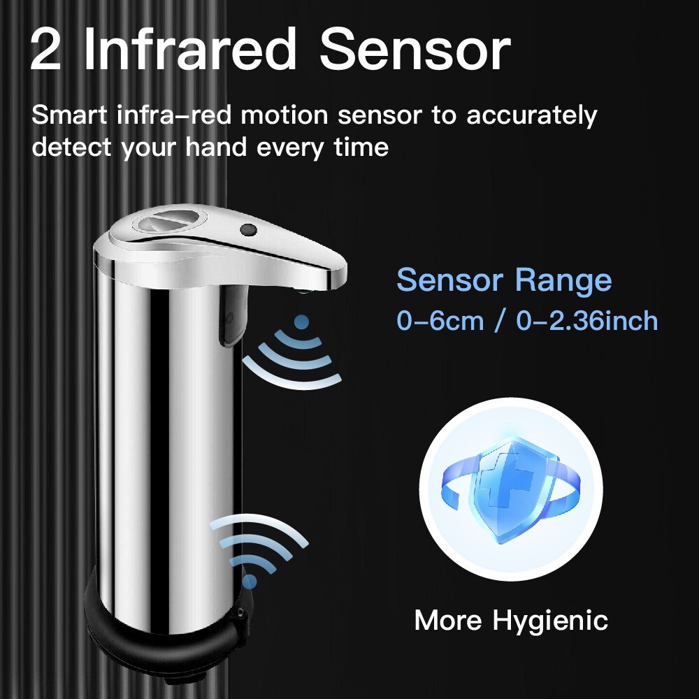 250ml Stainless Auto Handsfree Sensor Touchless Soap Dispenser Kitchen Bathroom