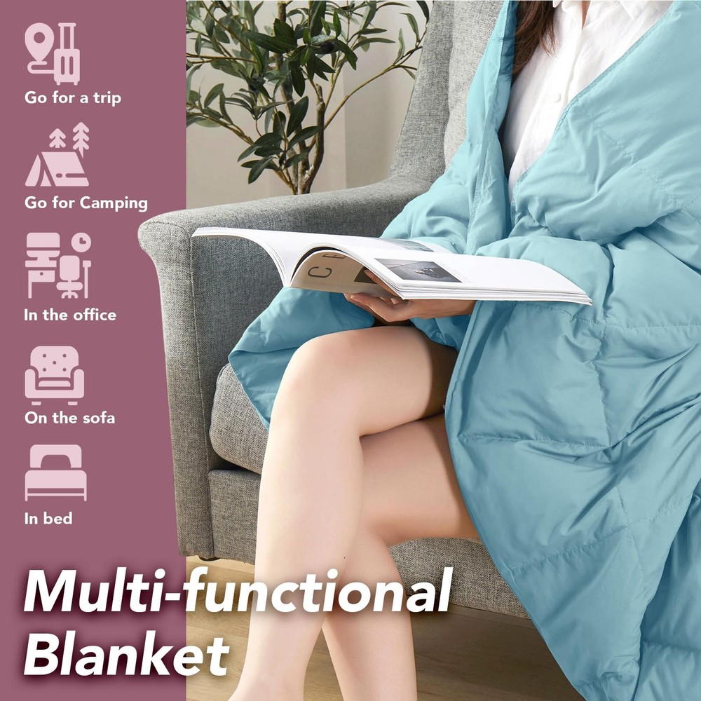 Lightweight Down Throw Blanket Feather Down Throw for Couch Sofa Soft Packabl...