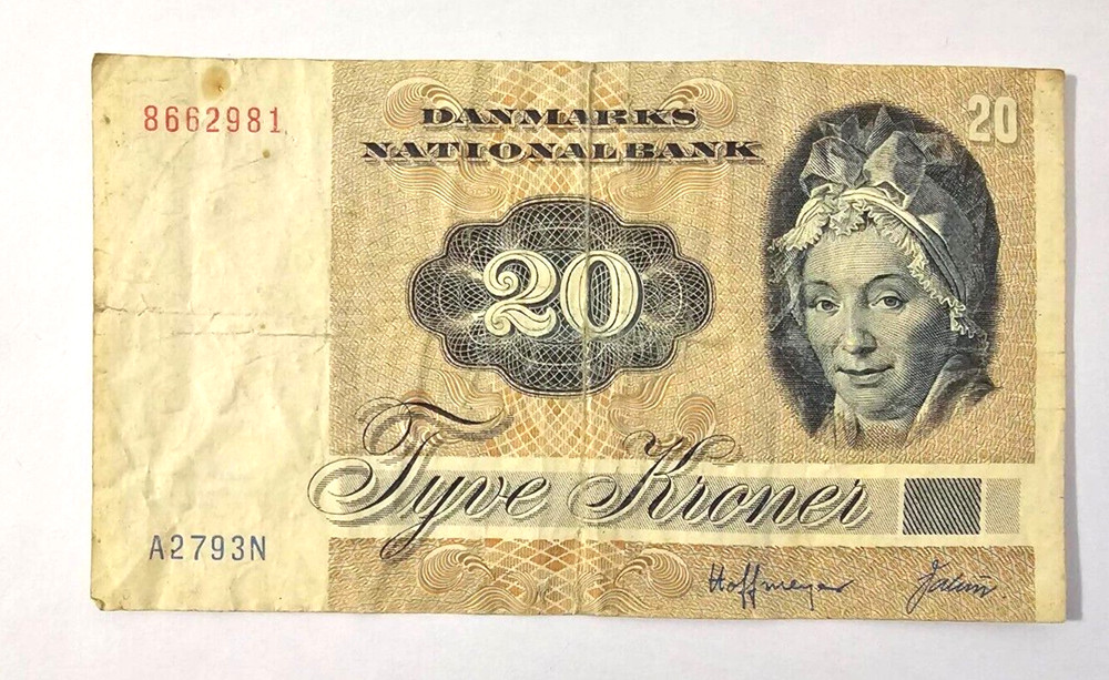 DENMARK 20 Kroner Circulated Banknote/ref d2