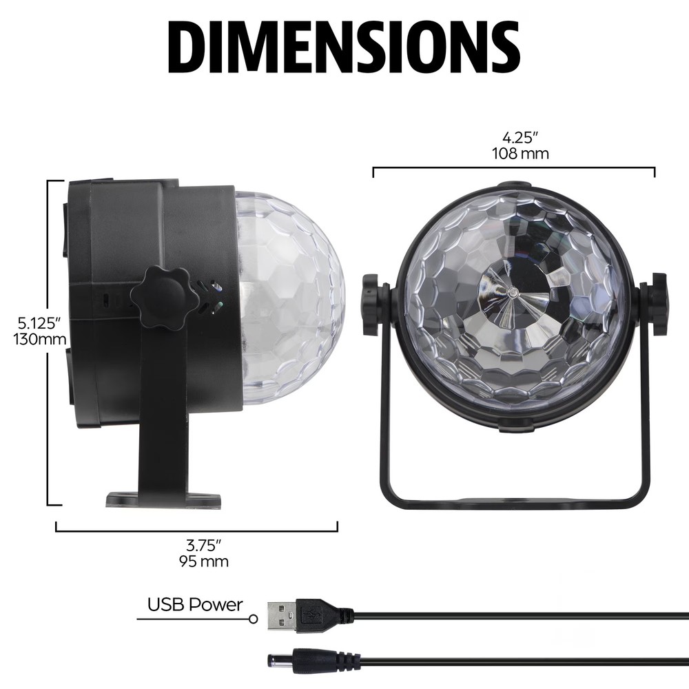 BrightSide Multicolor LED Disco Party Projector, Rotating Light Show,USB-Powered