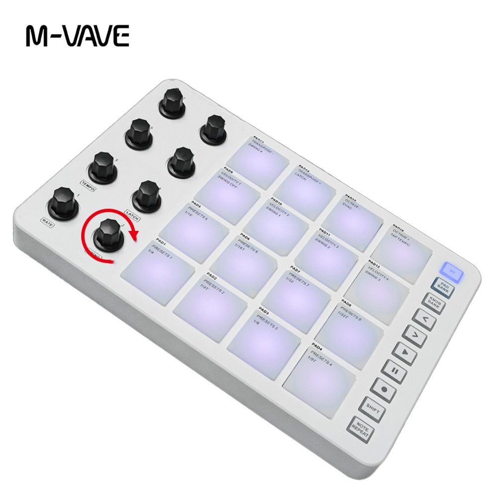 M-VAVE SMC-PAD Wireless MIDI Drum Pad Controller 8 Knobs for Beginner