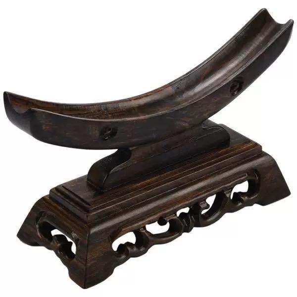 Wood Sword Stand Solid Display Katana Holder Crescent Shape