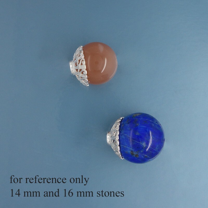 2 Large Sterling Silver Openwork Scroll Filigree Round Bead Caps 14mm #33044