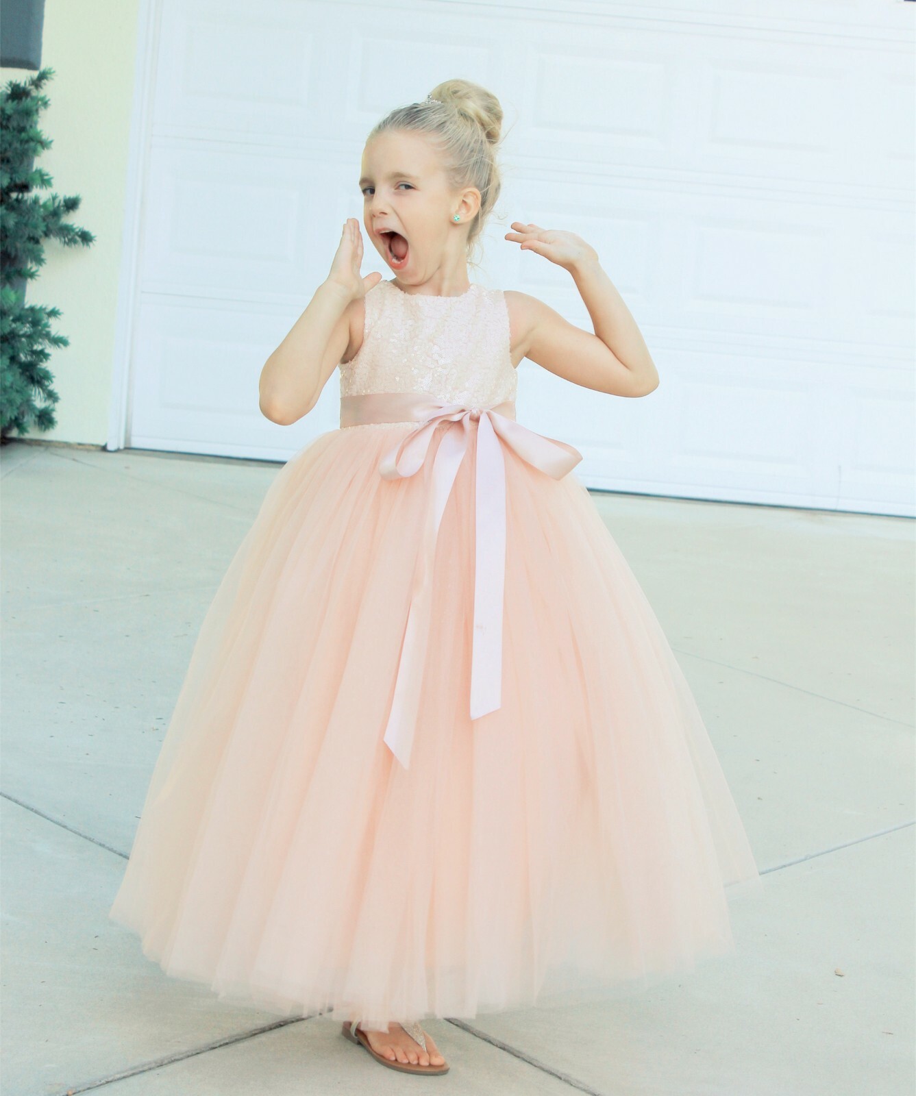 Sequin Heart Cutout Flower Girl Dress Formal Dress Father Daughter Dance Dresses