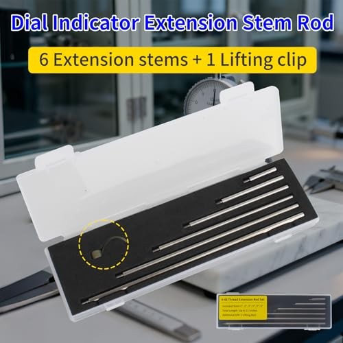 6pcs Dial Digital Indicator Extension Stem Rod Set - 1", 2", 3", 4", 5", 6"