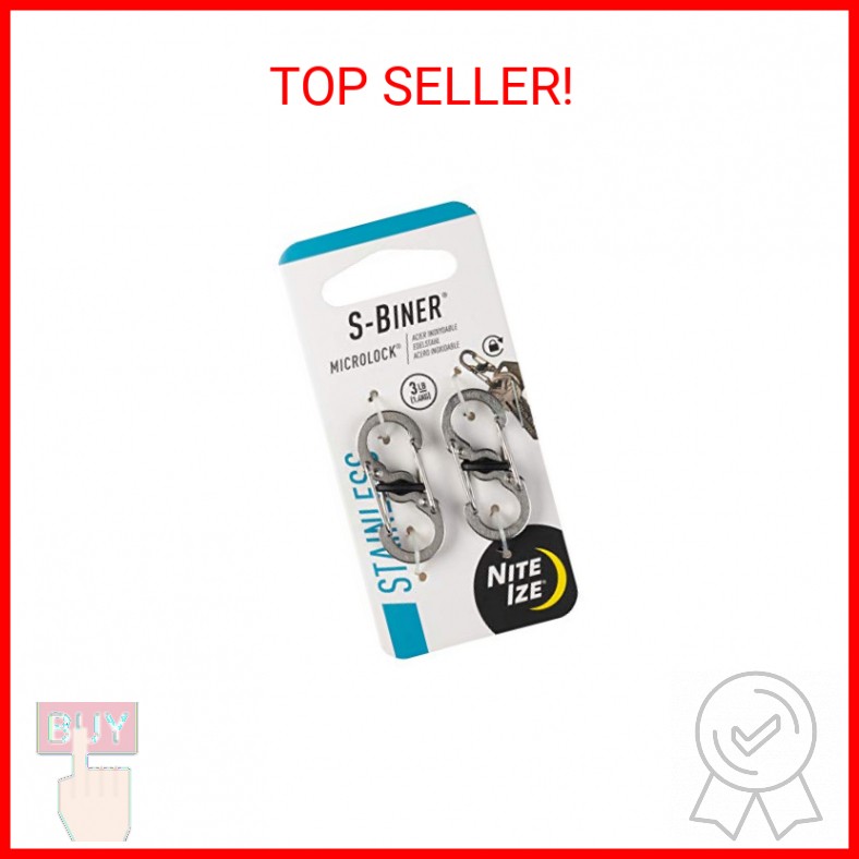 Nite Ize S-Biner MicroLock, Locking Key Holder, Stainless-Steel 2-Pack