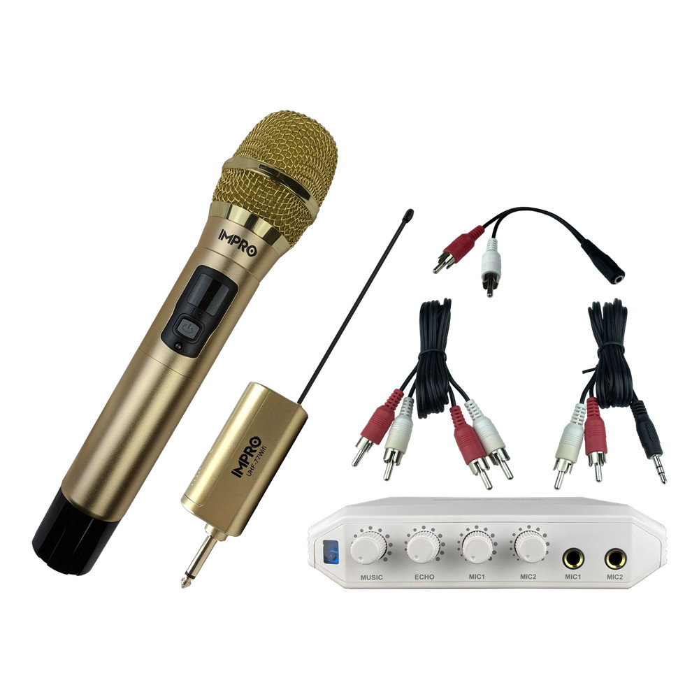 Karaoke Kickstart Bundle: ImPro UHF-77 Wireless Mic & MX-R88i Compact Mixer