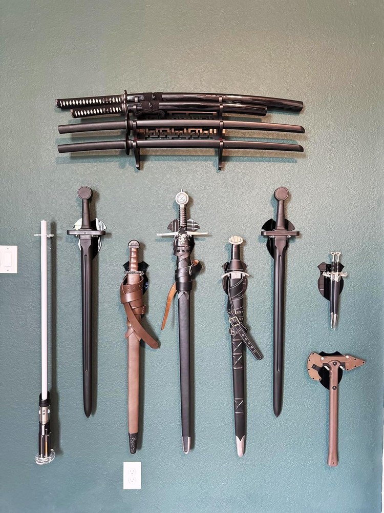WallMounted Sword Rack and Axe Holder Vertical Display Stand 1 Set