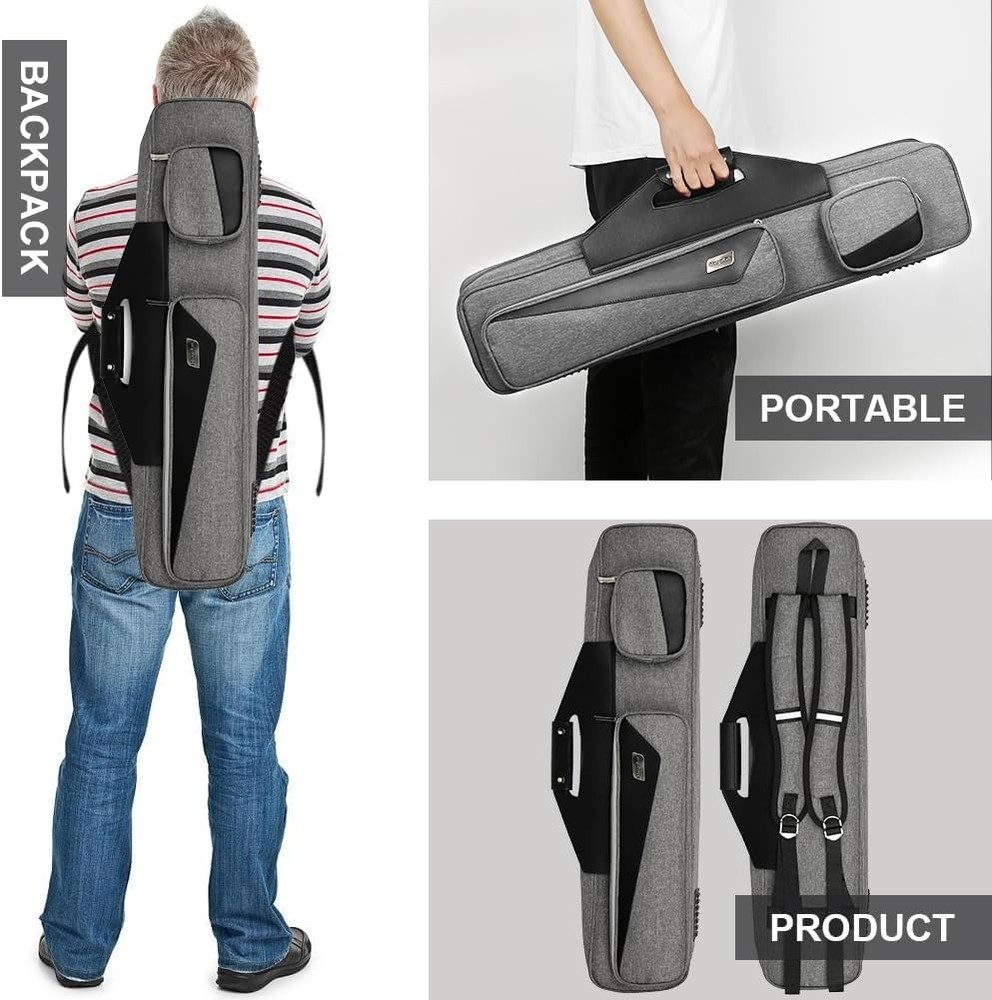 Multi-Compartment 4x4 Billiard Cue Case with Utility Pocket & Adjustable Straps