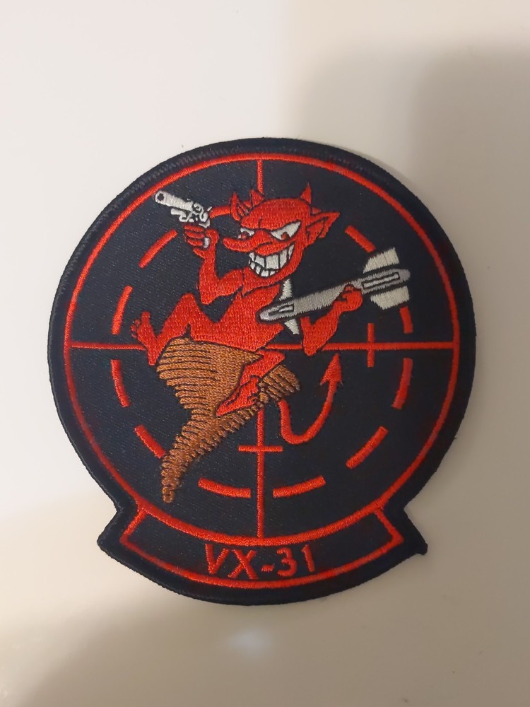 4" VX-31 SQUADRON RED HORNS DUST DEVILS EMBROIDERED PATCH SEW-ON