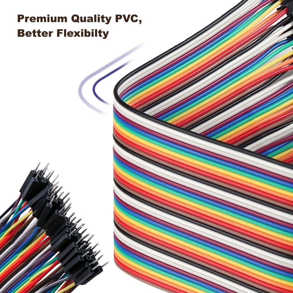 High-Quality 40 PCS Multicolored Jumper Wires - Perfect for DIY & STEM Projects