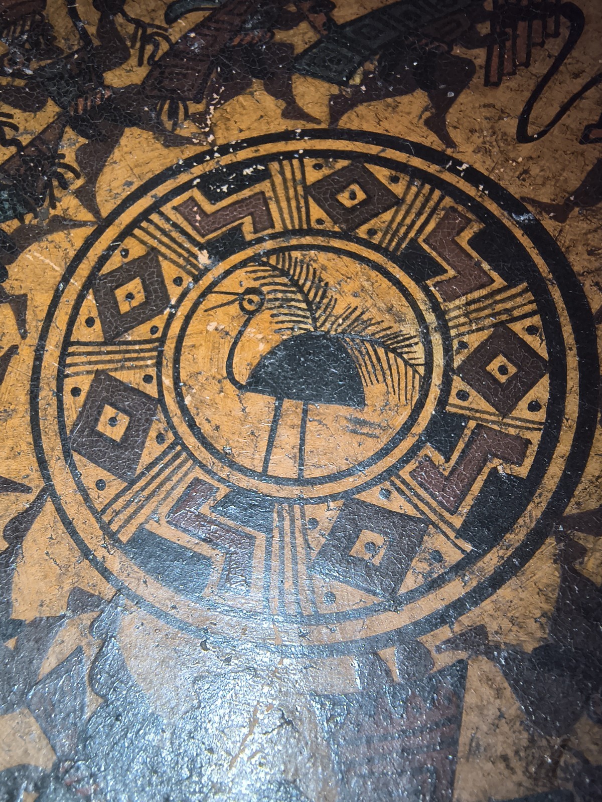 Chinchero Cusco Peru 6" Hand Painted Wall Hanging Plate With Llama & Dancing Men