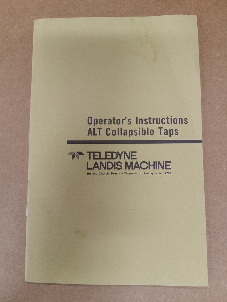 Operators Instruction Book for ALT Collapsible Taps