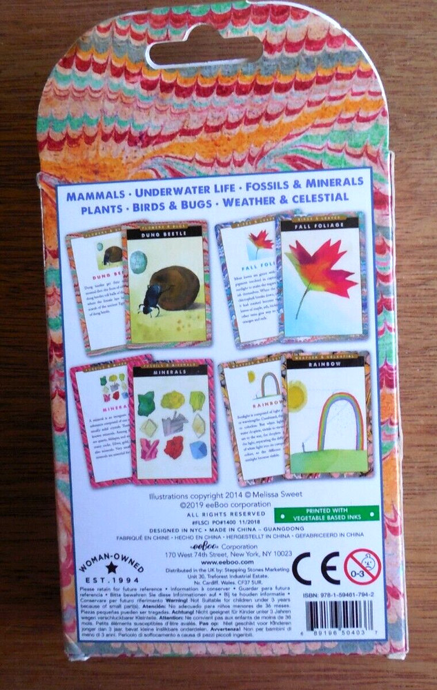 2019 eeBoo "Natural & Earth Science" Flash Cards/Educational Activity Age 5+