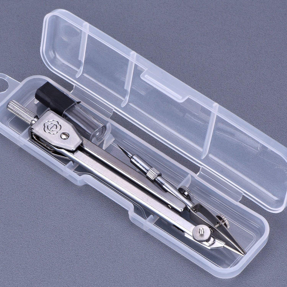 Student Geometry Math Set, Drawing Compass and 6 Inch Clear Swing Arm Protractor