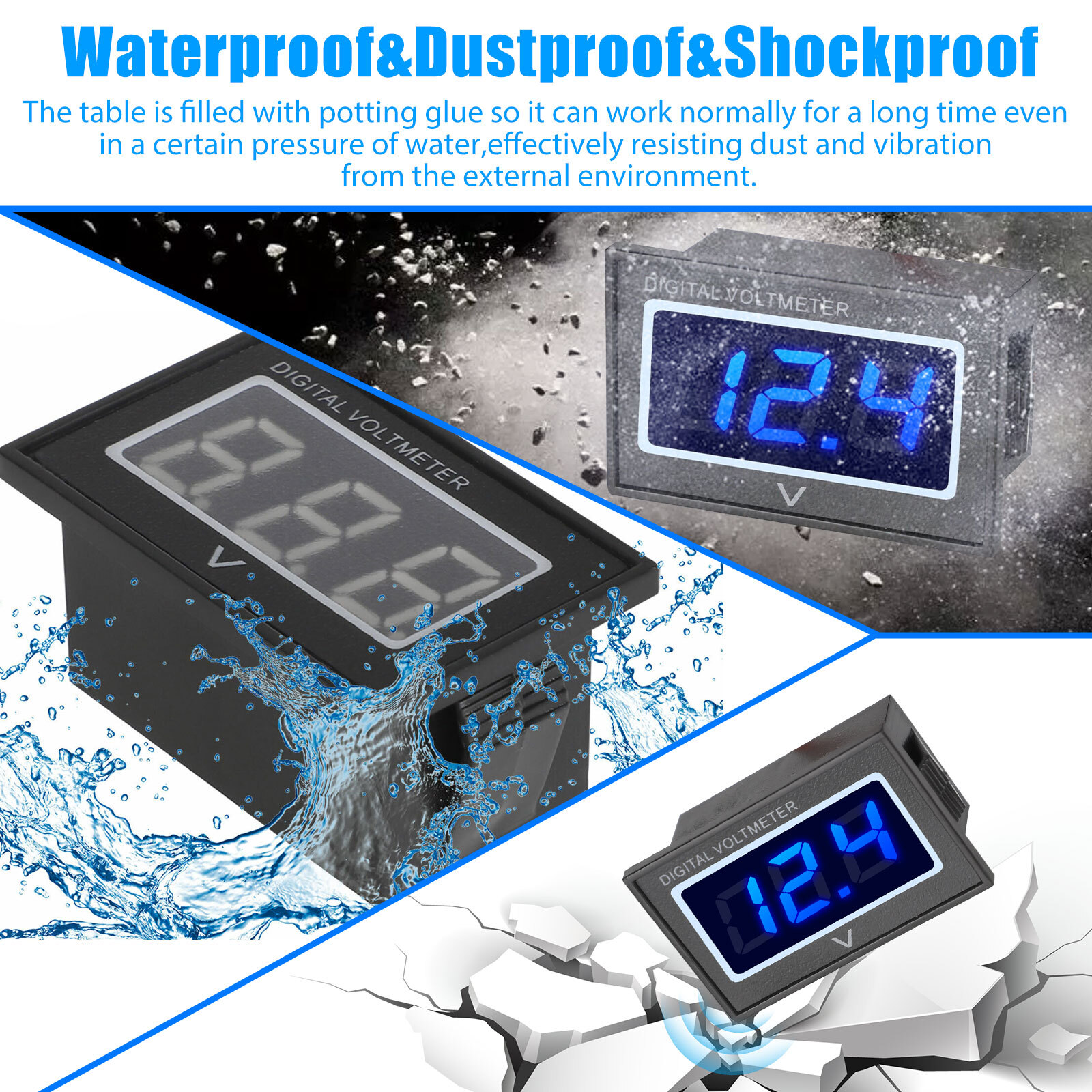 48V Blue Golf Cart LED Digital Volt Meter Battery Gauge for Club Car EZGO Yamaha