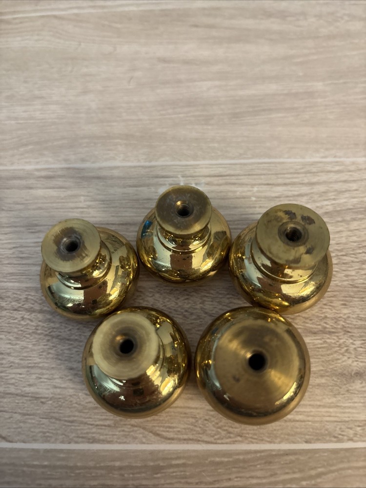5 SOLID BRASS DRAWER OR CABINET PULLS USED