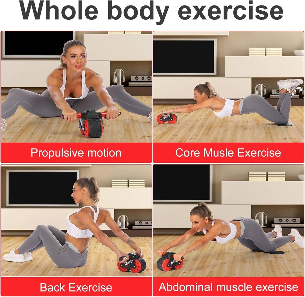 ANCHEER Portable Ab Roller with Knee Pad and LED Display