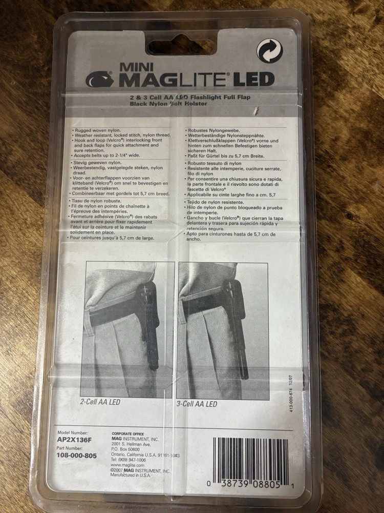 Mini Maglite Black Nylon Flashlight Holder 2-3 Cell AA LED