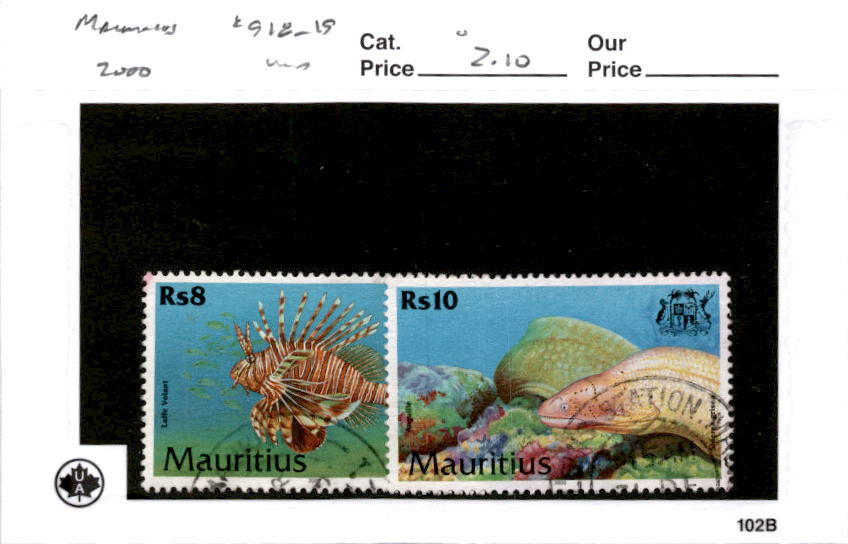 Mauritius, Postage Stamp, #918-919 Used, 2000 Fish