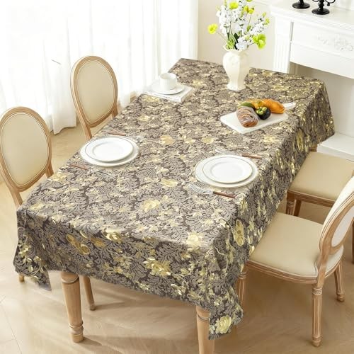 Rectangle Table Cloth Elegant Gold Vine 78" x 54" (Rectangular) Antique Brass