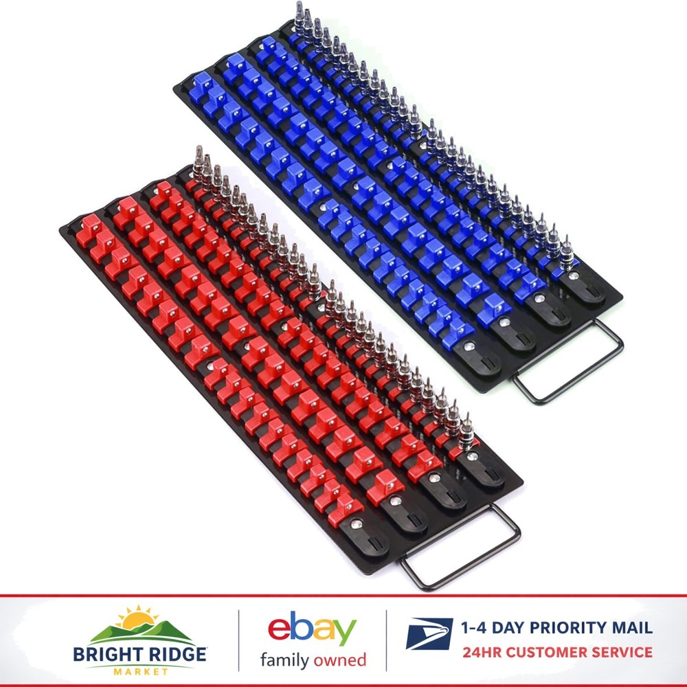 Portable Socket Organizer Tray Set with Heavy Duty Clips for Tool Storage