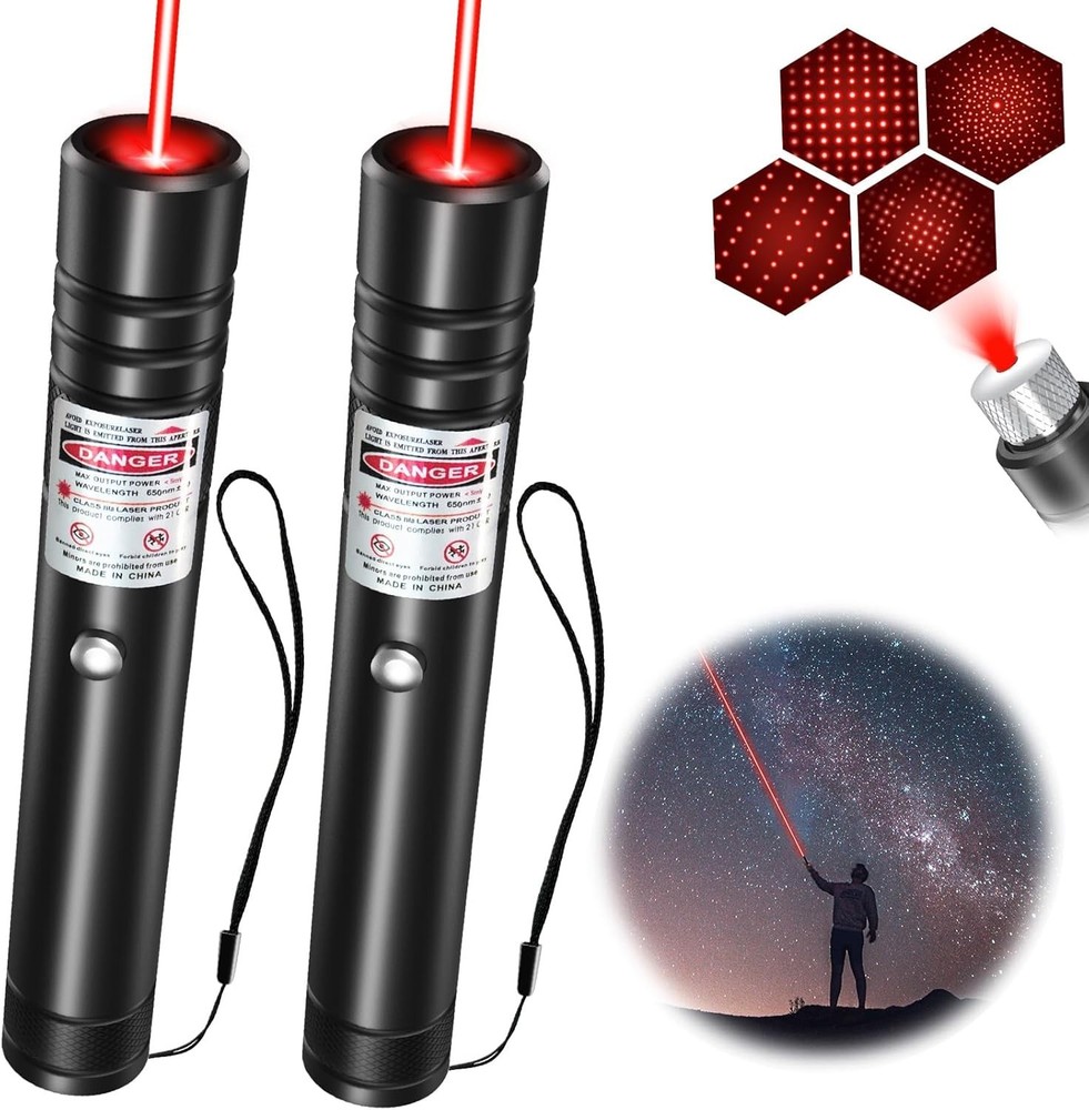 High-Power Rechargeable Red Laser Pointer - 2 Pack for Outdoor & Presentations