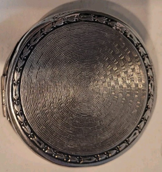 Vintage Round Sterling Silver Double Blush Mirror Makeup Compact Textured