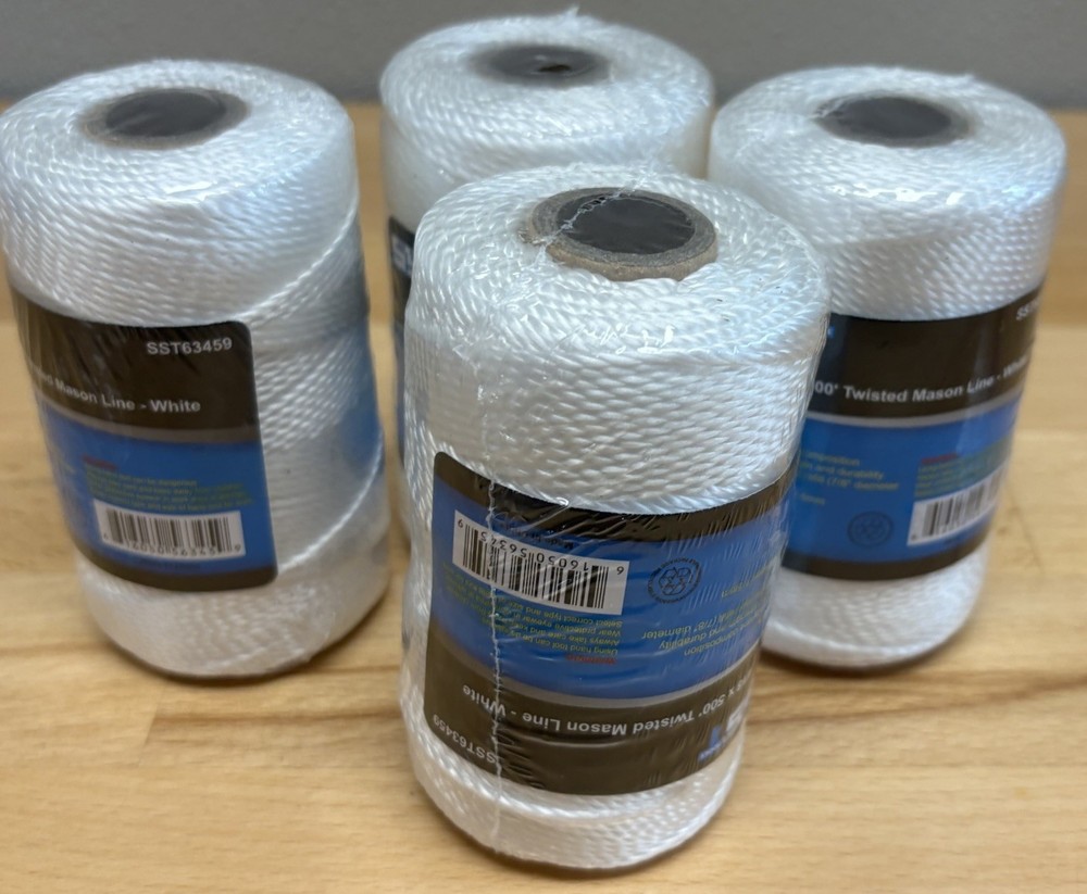 Mason Line String Construction. White Layout Masonry Twine. #18 X 500’