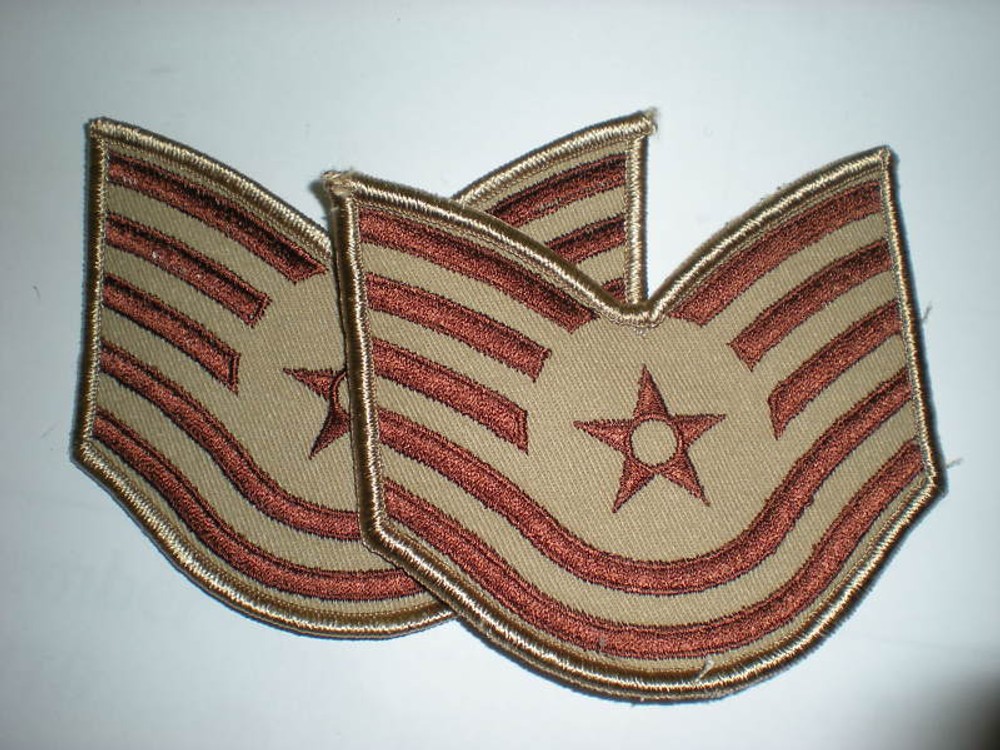 US AIR FORCE DESERT DCU TECH SERGEANT RANK - FULL SIZE -1 PAIR