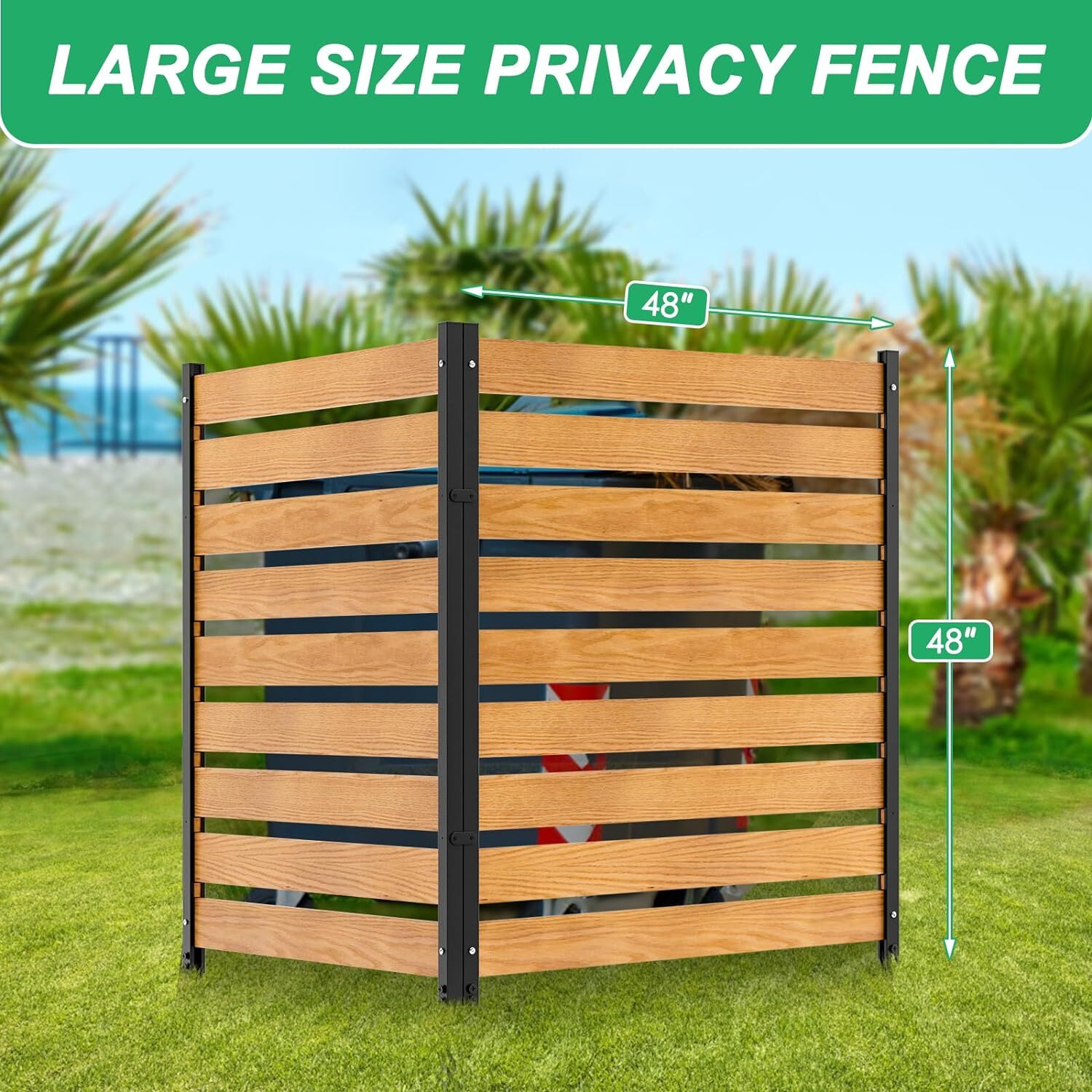 NAIZEA 48" W x 48" H Privacy Screens Fence Panels with Metal Stake 2-Panel Fence