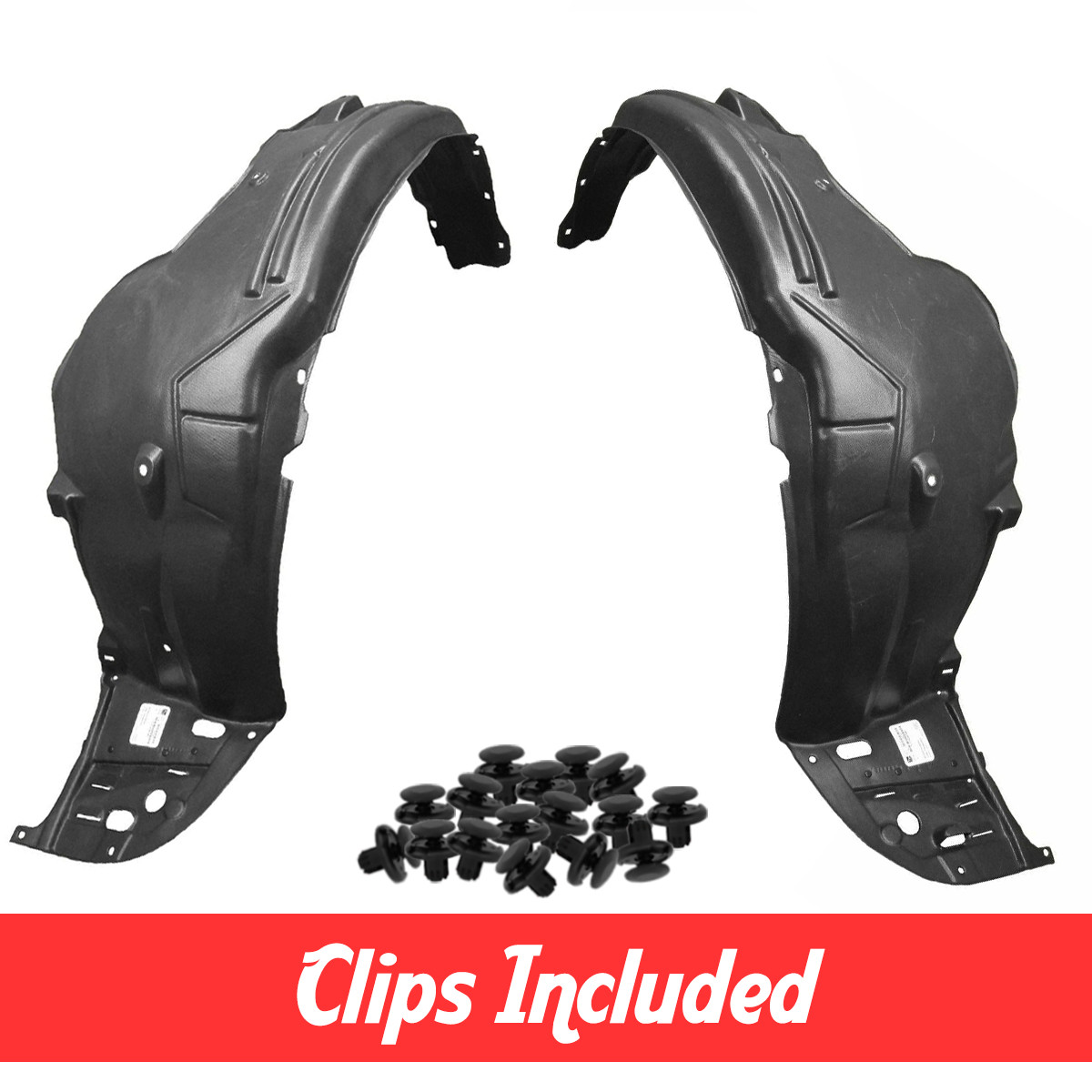 Front Fender Liner Set w/ Clips For 2013-2015 Honda Accord Sedan