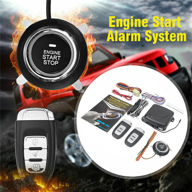 9pcs Car Keyless Entry Engine Start Alarm System Push Button Remote Starter Stop