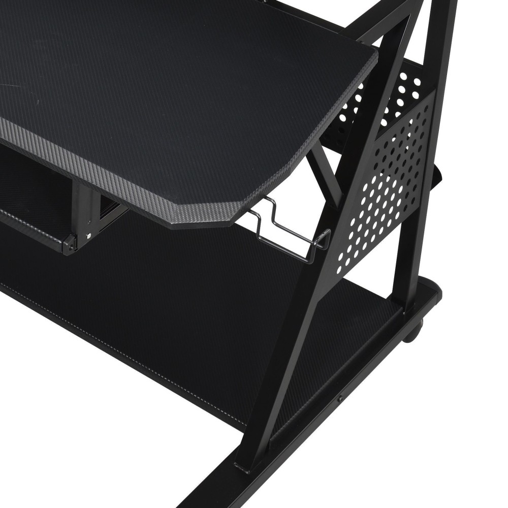 Audio Workstation Desk - Speaker Shelves & Cable Holes - Rectangular Design